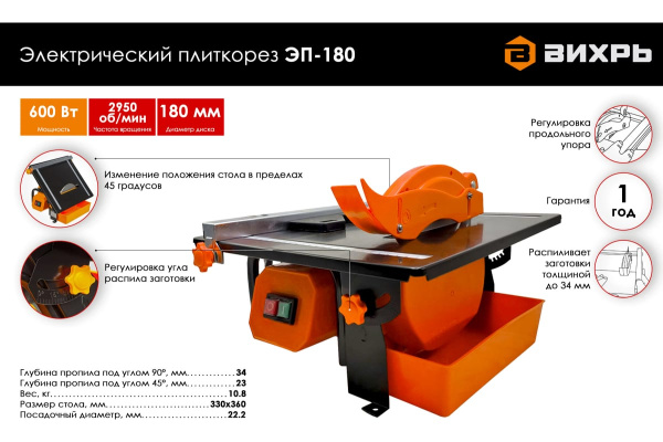 Электрический плиткорез Вихрь ЭП-18002